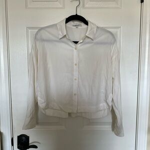 Madewell White Cropped Button Up Top